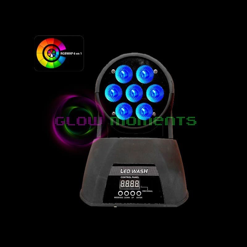 Moving head 7 leds de 18W RGBWAP(6 em 1) UV