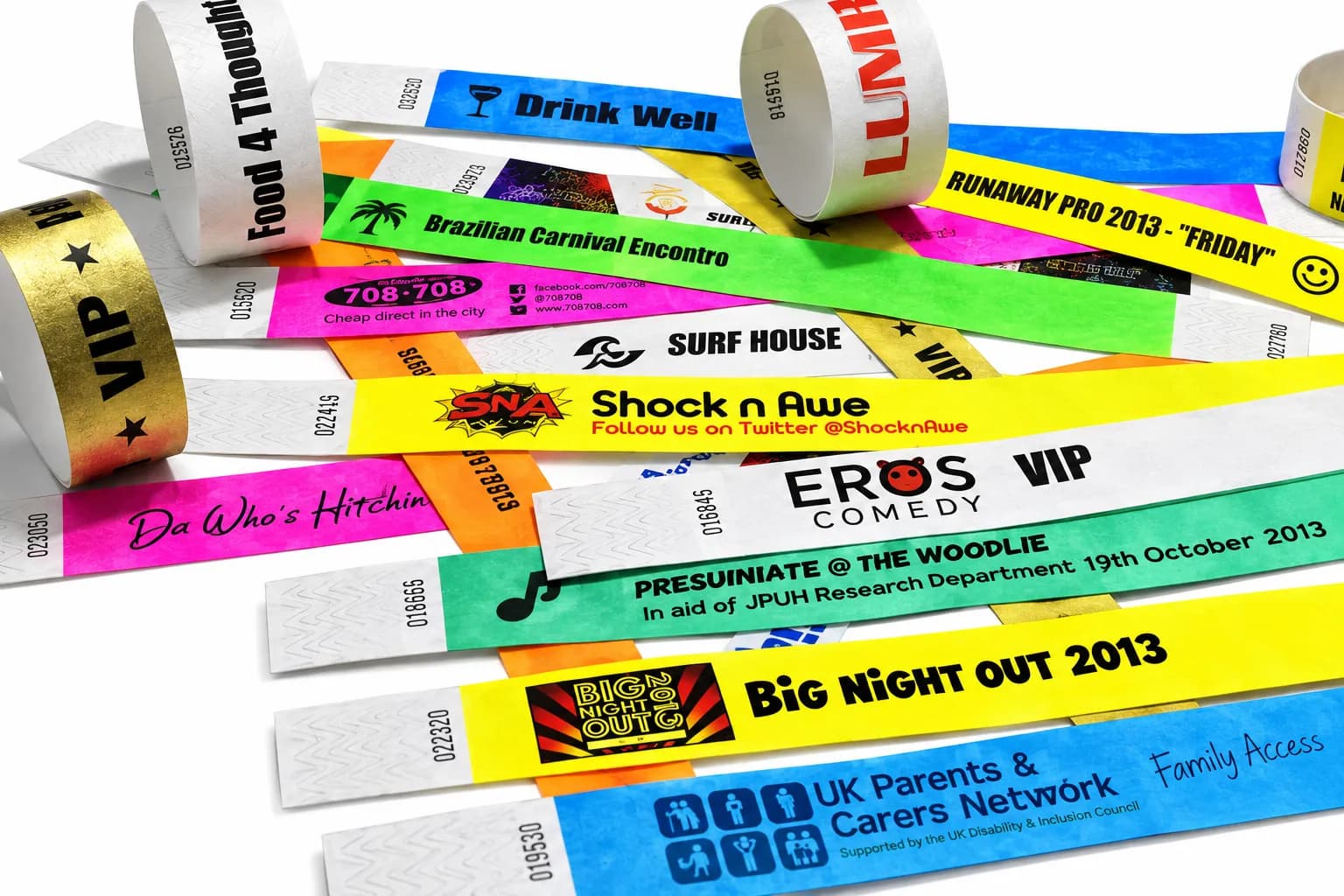Pulseira Papel Inviolável Fluorescente Tyvek com logo