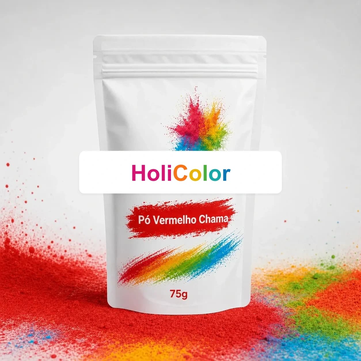 Saco de Pó Vermelho Chama HoliColor.pt com pó holi vermelho